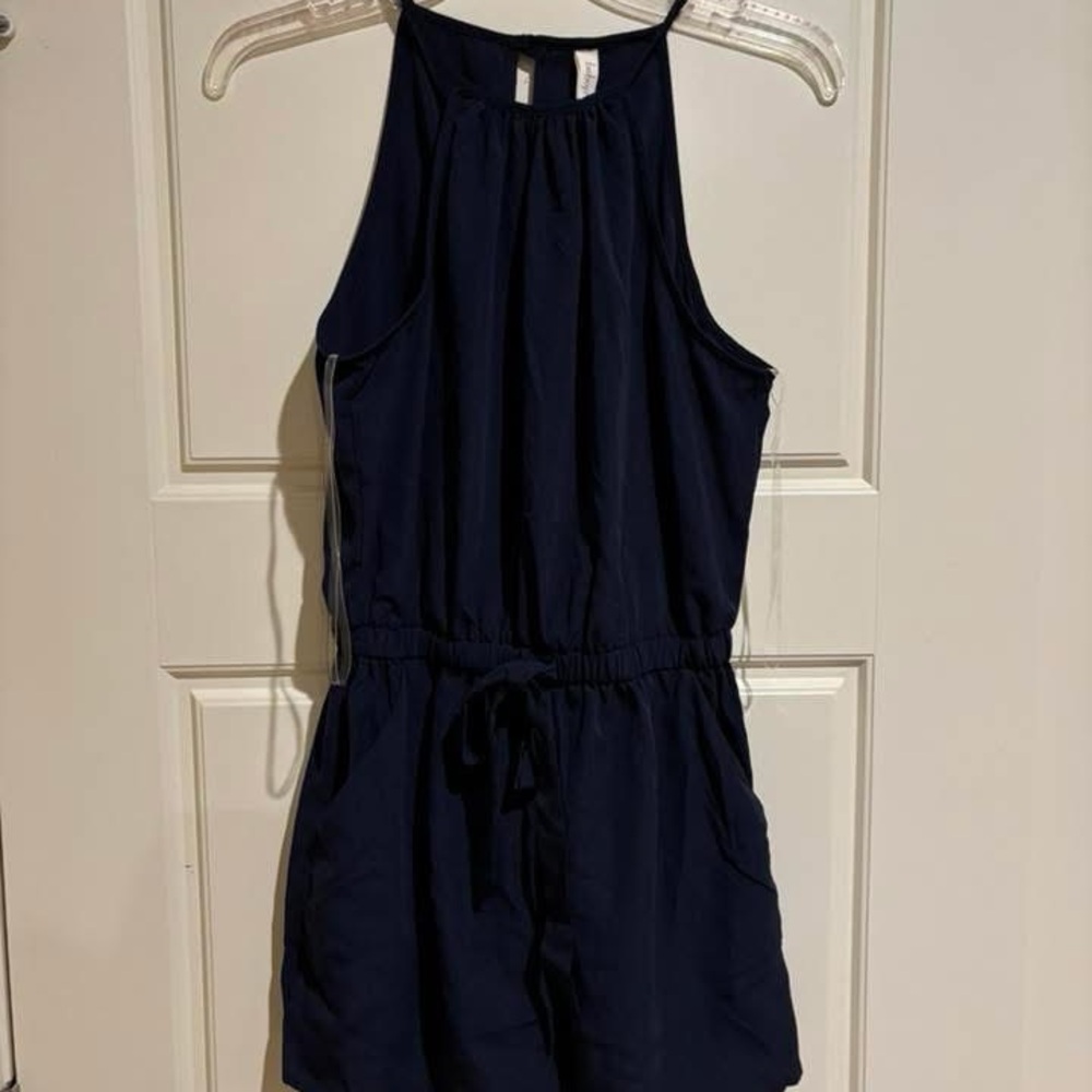 BeBop Dark Blue Halter Jumpsuit